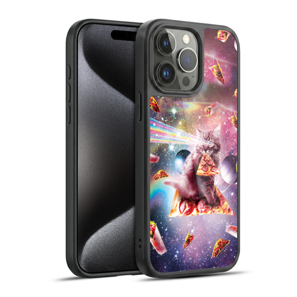 Random Galaxy Space Pizza Ride Outer Space Lazer Cat Gel Armour Case For Apple iPhone 15 Pro Max