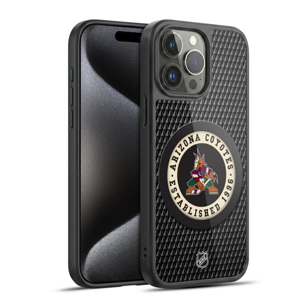 NHL Arizona Coyotes Puck Texture Gel Armour Case For Apple iPhone 15 Pro Max