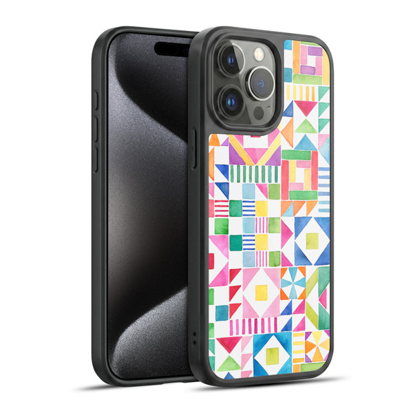 Ninola Colourful Prints Geometric Patchwork Gel Armour Case For Apple iPhone 15 Pro Max