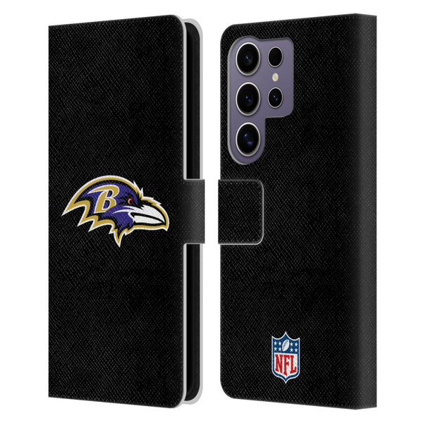 NFL Baltimore Ravens Logo Plain Leather Book Wallet Case Cover For Samsung Galaxy S25 Ultra