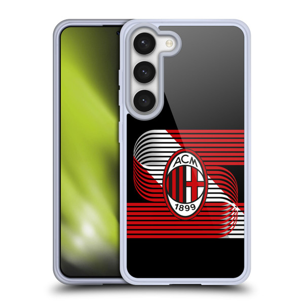 AC Milan Crest Patterns Diagonal Soft Gel Case for Samsung Galaxy S23 5G & MagSafe