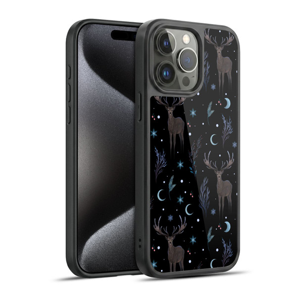 Episodic Drawing Art Winter Deer Pattern Gel Armour Case For Apple iPhone 15 Pro Max