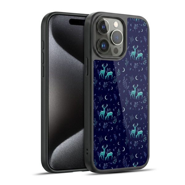 Episodic Drawing Pattern Deers In The Moonlight Gel Armour Case For Apple iPhone 15 Pro Max