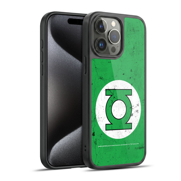 Green Lantern DC Comics Logos Classic Distressed Look Gel Armour Case For Apple iPhone 15 Pro Max
