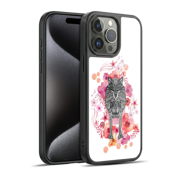 Monika Strigel Animals And Flowers Wolf Gel Armour Case For Apple iPhone 15 Pro Max