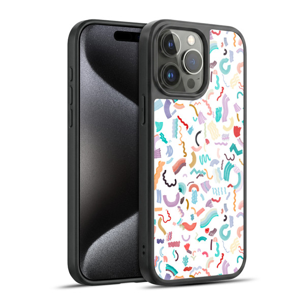 Ninola Patterns Cute Curly Shapes White Gel Armour Case For Apple iPhone 15 Pro Max