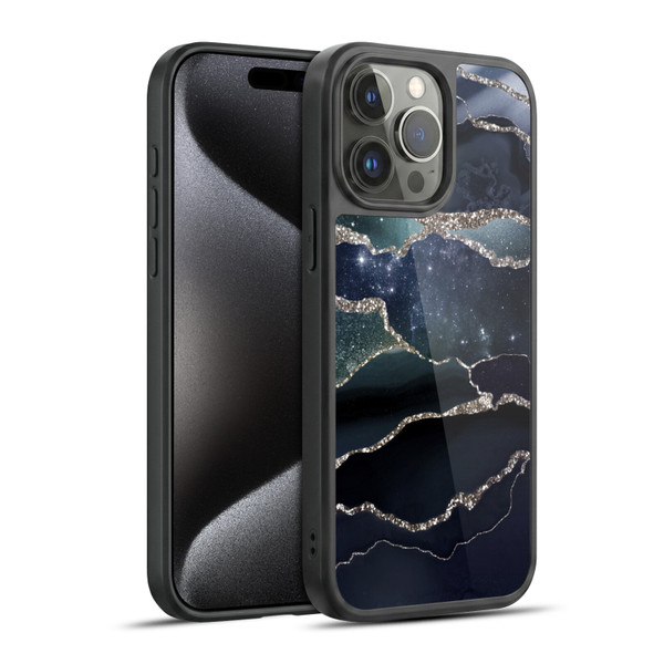 UtArt Dark Night Marble Silver Midnight Sky Gel Armour Case For Apple iPhone 15 Pro Max