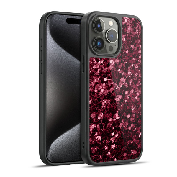 PLdesign Sparkle Prints Burgundy Red Gel Armour Case For Apple iPhone 15 Pro Max