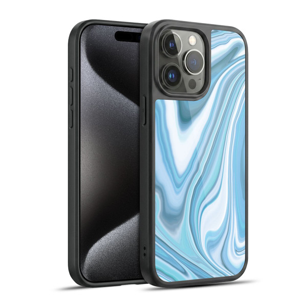 Suzan Lind Marble Light Blue Pastel Gel Armour Case For Apple iPhone 15 Pro Max