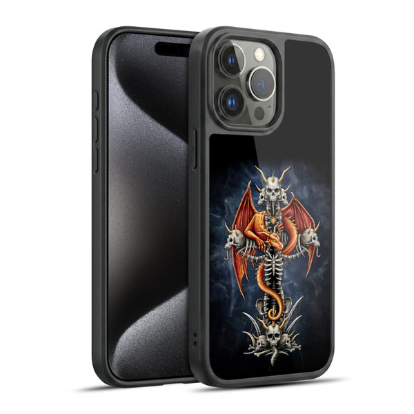 Sarah Richter Fantasy Creatures Red Dragon Guarding Bone Cross Gel Armour Case For Apple iPhone 15 Pro Max