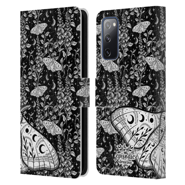 Episodic Drawing Moth Patterns White Leather Book Wallet Case Cover For Samsung Galaxy S20 FE / 5G