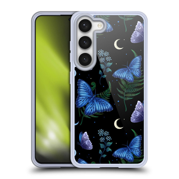 Episodic Drawing Pattern Blue Morpho Butterfly Soft Gel Case for Samsung Galaxy S23 5G & MagSafe