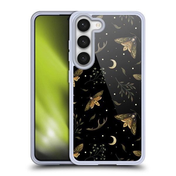 Episodic Drawing Pattern Death Head Moth Soft Gel Case for Samsung Galaxy S23 5G & MagSafe