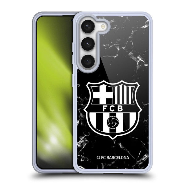 FC Barcelona Crest Patterns Black Marble Soft Gel Case for Samsung Galaxy S23 5G & MagSafe