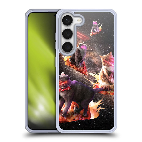 Random Galaxy Space Cat Fire Pizza Soft Gel Case for Samsung Galaxy S23 5G & MagSafe
