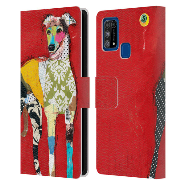 Michel Keck Dogs 2 Greyhound Leather Book Wallet Case Cover For Samsung Galaxy M31 (2020)