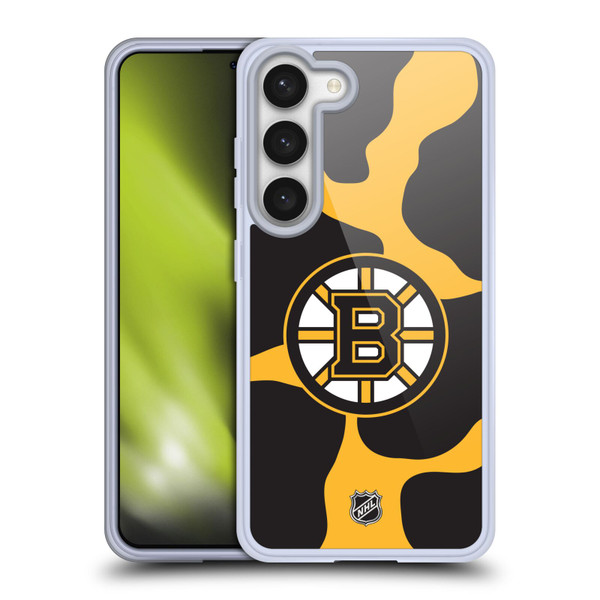 NHL Boston Bruins Cow Pattern Soft Gel Case for Samsung Galaxy S23 5G & MagSafe