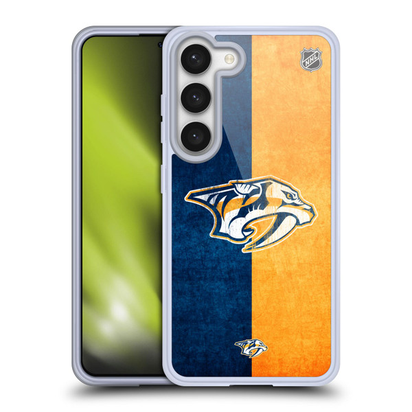 NHL Nashville Predators Half Distressed Soft Gel Case for Samsung Galaxy S23 5G & MagSafe