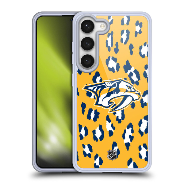 NHL Nashville Predators Leopard Pattern Soft Gel Case for Samsung Galaxy S23 5G & MagSafe