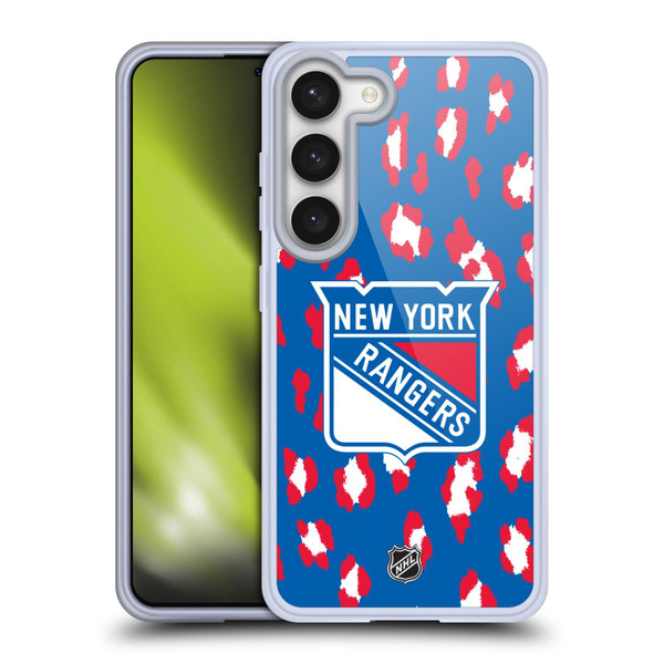 NHL New York Rangers Leopard Pattern Soft Gel Case for Samsung Galaxy S23 5G & MagSafe