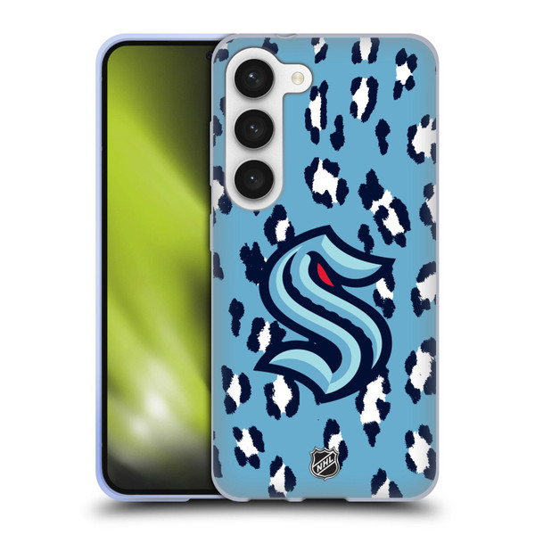 NHL Seattle Kraken Leopard Pattern Soft Gel Case for Samsung Galaxy S23 5G & MagSafe