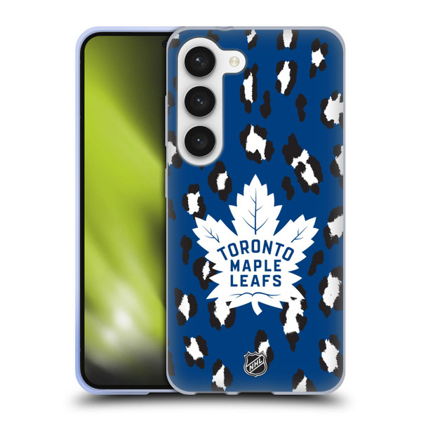 NHL Toronto Maple Leafs Leopard Pattern Soft Gel Case for Samsung Galaxy S23 5G & MagSafe