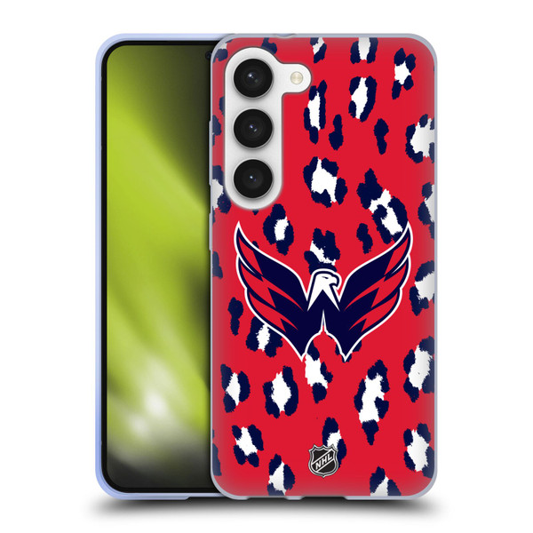 NHL Washington Capitals Leopard Pattern Soft Gel Case for Samsung Galaxy S23 5G & MagSafe