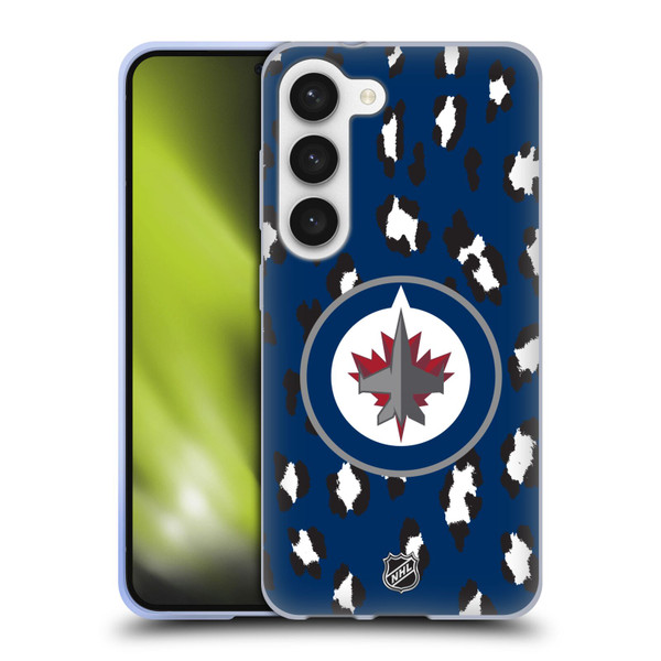NHL Winnipeg Jets Leopard Pattern Soft Gel Case for Samsung Galaxy S23 5G & MagSafe