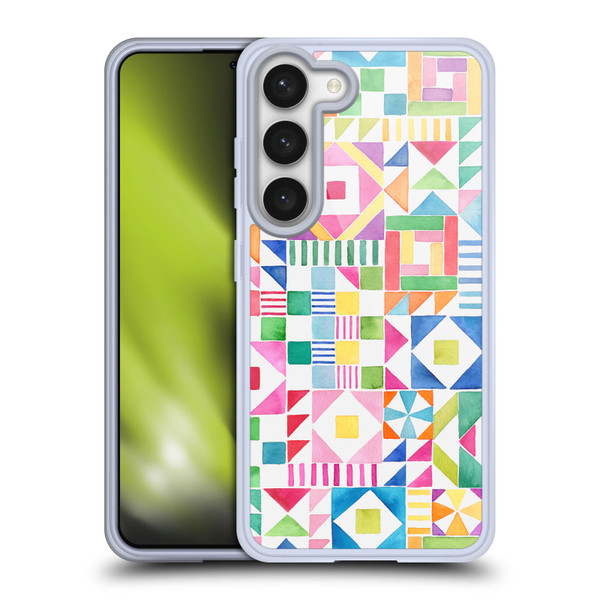 Ninola Colourful Prints Geometric Patchwork Soft Gel Case for Samsung Galaxy S23 5G & MagSafe