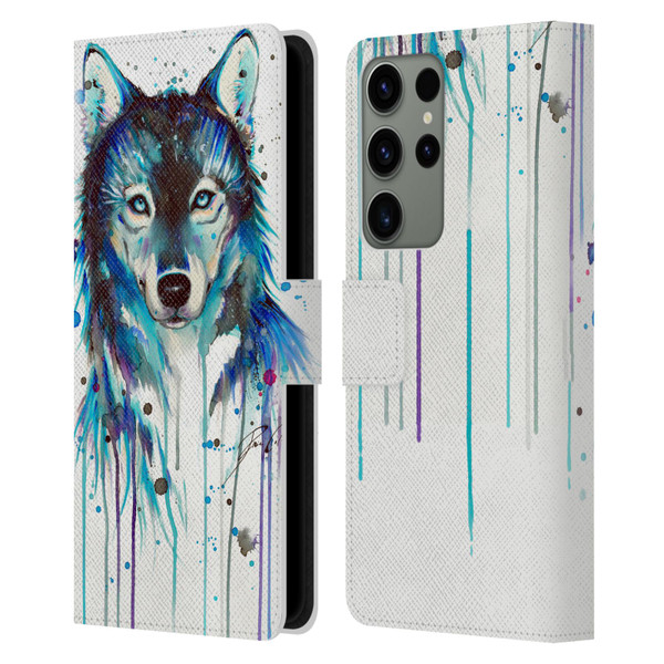 Pixie Cold Animals Ice Wolf Leather Book Wallet Case Cover For Samsung Galaxy S23 Ultra 5G