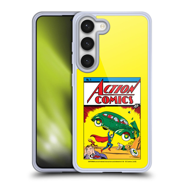 Superman DC Comics Famous Comic Book Covers Action Comics 1 Soft Gel Case for Samsung Galaxy S23 5G & MagSafe