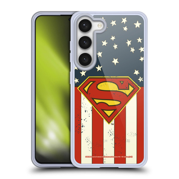 Superman DC Comics Logos U.S. Flag Soft Gel Case for Samsung Galaxy S23 5G & MagSafe
