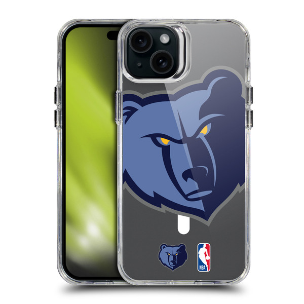 NBA Memphis Grizzlies Logo Oversized Bear SHOCKPROOF BUMPER CASE COMPATIBLE WITH Apple iPhone 15 Plus & MAGSAFE