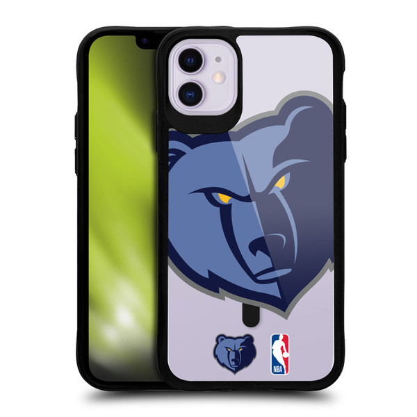NBA Memphis Grizzlies Logo Oversized Bear BLACK SHOCKPROOF BUMPER CASE COMPATIBLE WITH Apple iPhone 11 & MAGSAFE