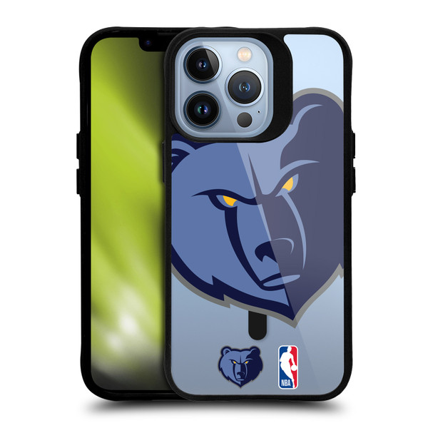 NBA Memphis Grizzlies Logo Oversized Bear BLACK SHOCKPROOF BUMPER CASE COMPATIBLE WITH Apple iPhone 13 Pro & MAGSAFE