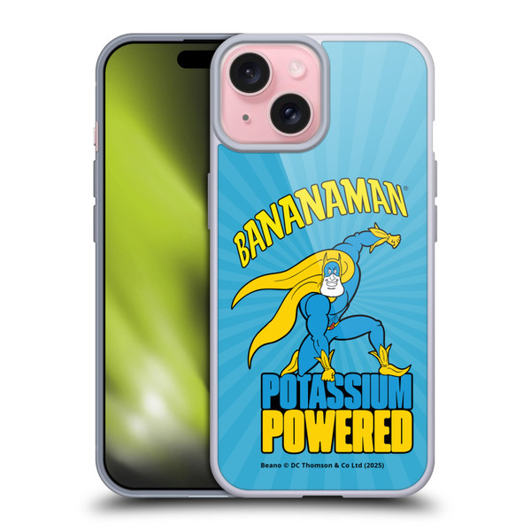 Beano Bananaman Graphics Potassium Powered Soft Gel Case for Apple iPhone 15 & MagSafe