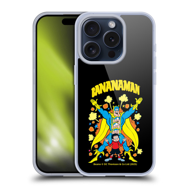 Beano Bananaman Graphics Characters Soft Gel Case for Apple iPhone 15 Pro & MagSafe