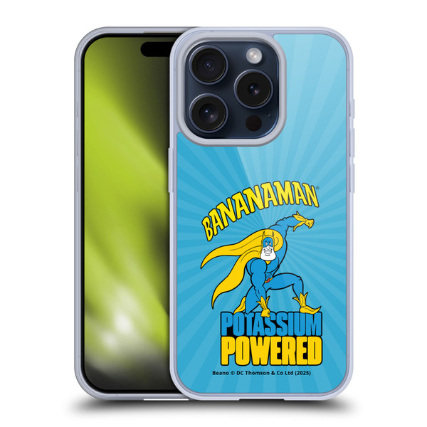 Beano Bananaman Graphics Potassium Powered Soft Gel Case for Apple iPhone 15 Pro & MagSafe