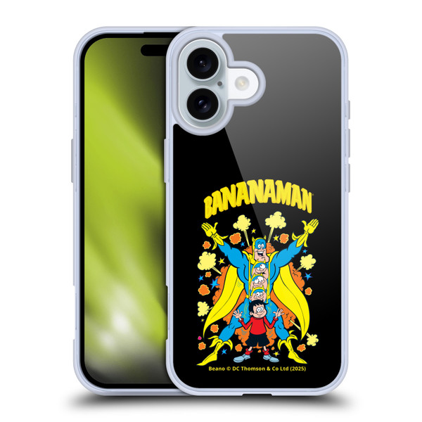 Beano Bananaman Graphics Characters Soft Gel Case for Apple iPhone 16 & MagSafe