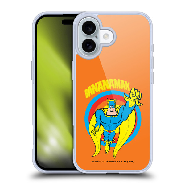 Beano Bananaman Graphics Fly Soft Gel Case for Apple iPhone 16 & MagSafe