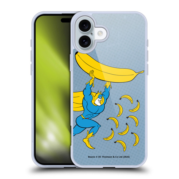 Beano Bananaman Graphics Banana Soft Gel Case for Apple iPhone 16 Plus & MagSafe