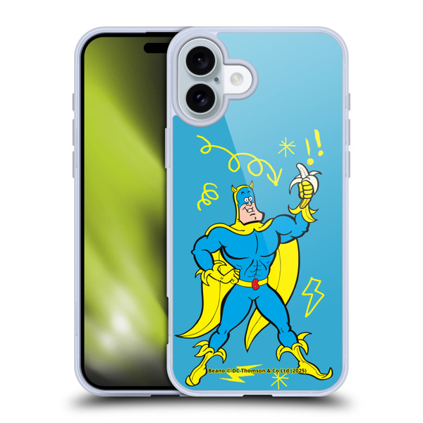 Beano Bananaman Graphics Blue Soft Gel Case for Apple iPhone 16 Plus & MagSafe