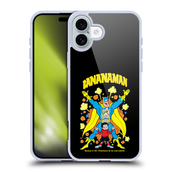 Beano Bananaman Graphics Characters Soft Gel Case for Apple iPhone 16 Plus & MagSafe