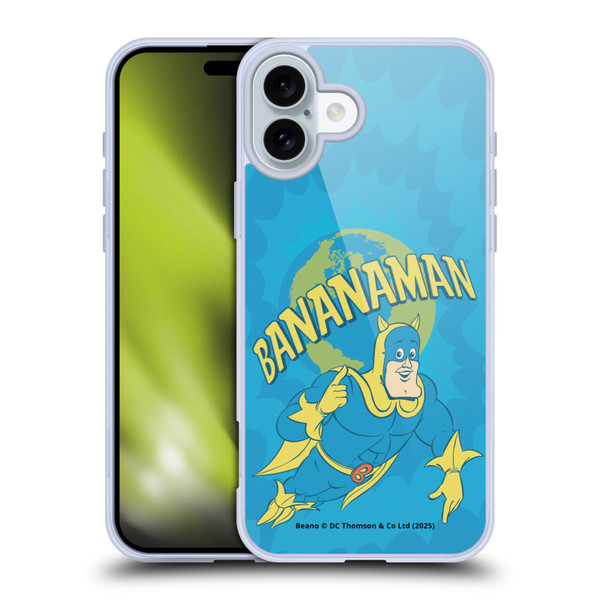 Beano Bananaman Graphics World Soft Gel Case for Apple iPhone 16 Plus & MagSafe