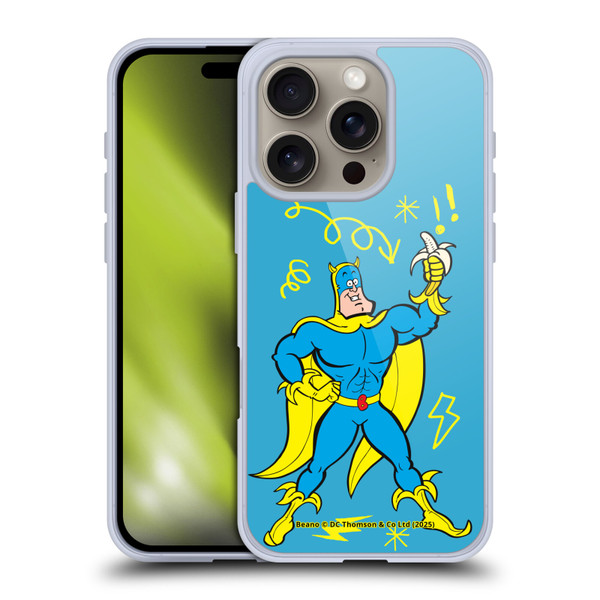 Beano Bananaman Graphics Blue Soft Gel Case for Apple iPhone 16 Pro & MagSafe