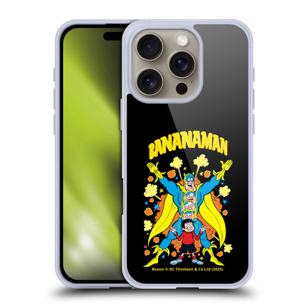 Beano Bananaman Graphics Characters Soft Gel Case for Apple iPhone 16 Pro & MagSafe