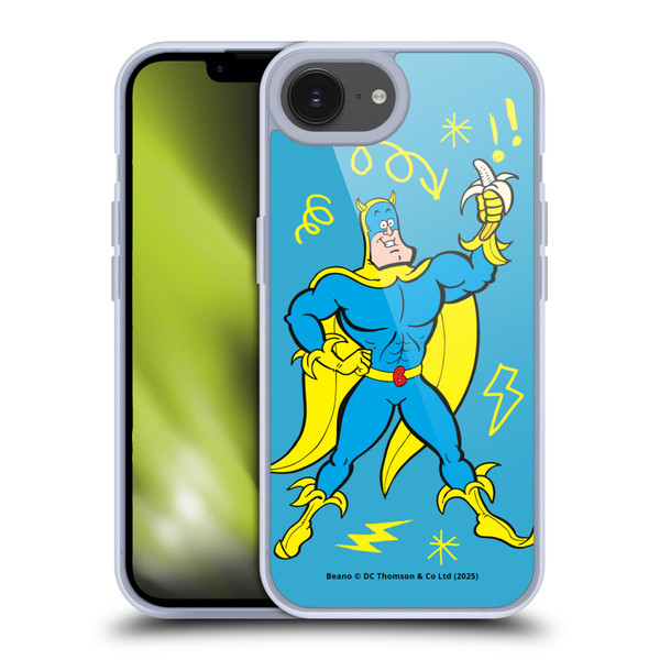 Beano Bananaman Graphics Blue Soft Gel Case for Apple iPhone 16e / Apple iPhone 17e & MagSafe