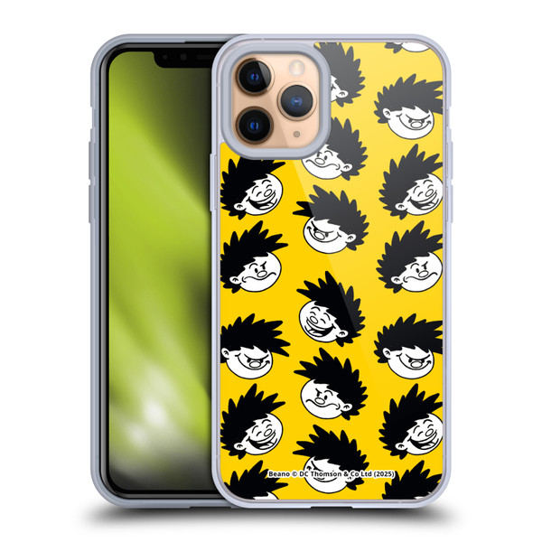 Beano Bananaman Patterns Dennis Head Soft Gel Case for Apple iPhone 11 Pro & MagSafe