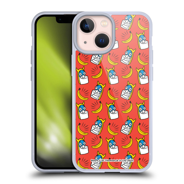 Beano Bananaman Patterns Head Soft Gel Case for Apple iPhone 13 Mini & MagSafe