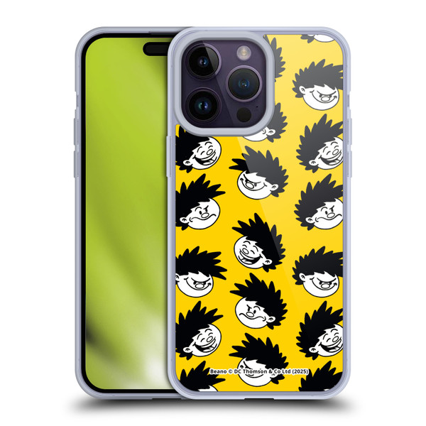 Beano Bananaman Patterns Dennis Head Soft Gel Case for Apple iPhone 14 Pro Max & MagSafe